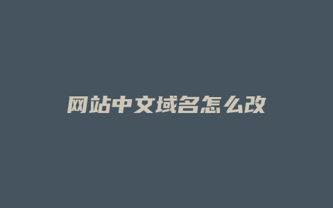 网站中文域名怎么改